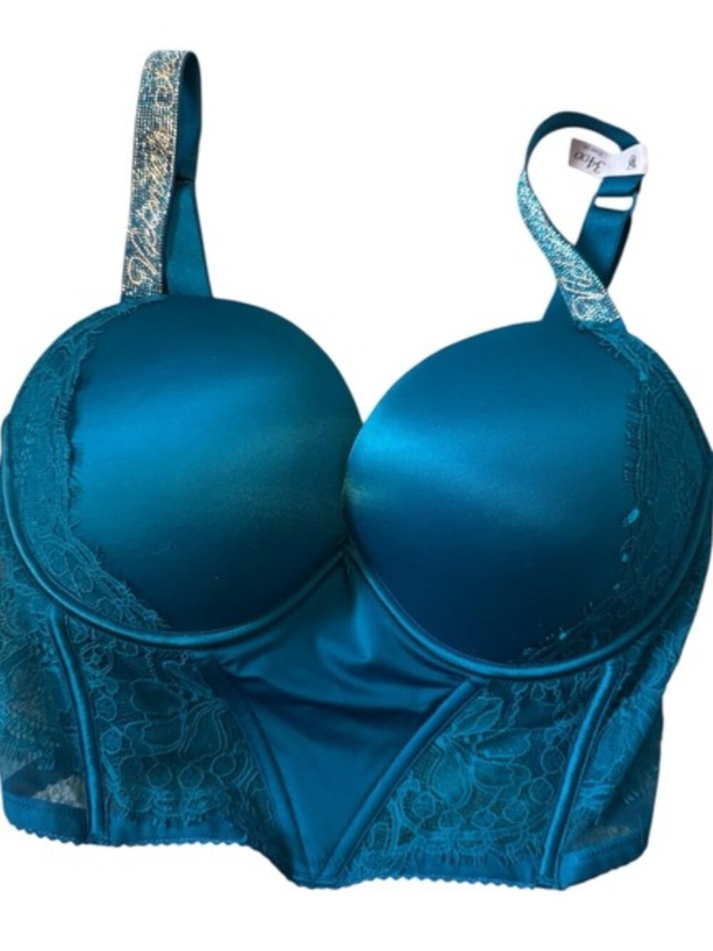 NWOT Victoria's Secret Women’s Blue Silver Very Sexy Push Up Corset Bra Top 34DD
